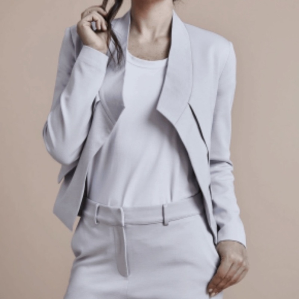 Elizabeth & Clarke | Gray Open Ponte Knit Blazer with Stain Tech Size 6